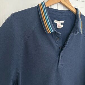 Carbon2Cobalt Men’s Size L Short Sleeve 100% Cotton Patterned Trim Polo Shirt